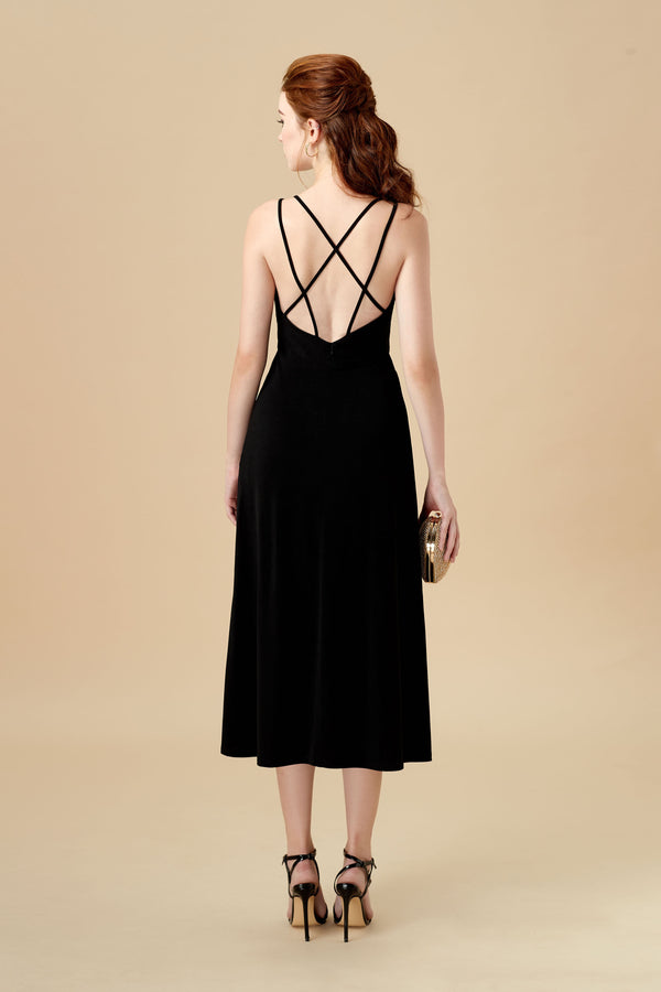 17# Marthe, Black Mid-Length Strapless Jersey Dress